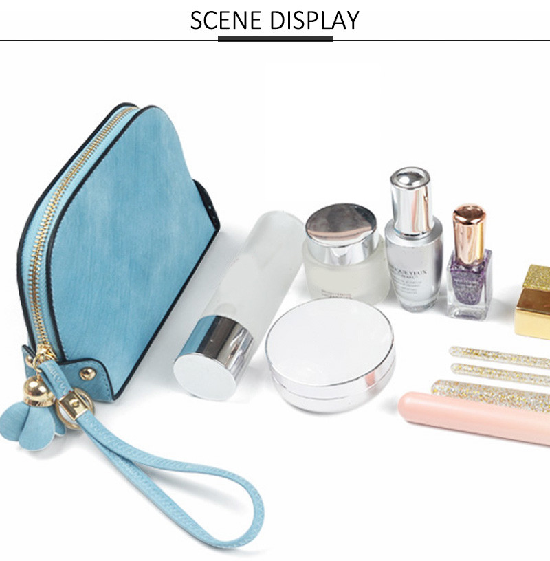 Wholesale Pure Color Blank Summer PU Leather Cosmetic Mini Bag