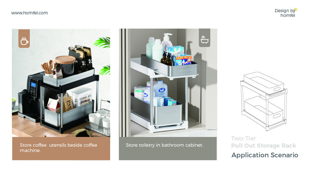 Convenient And Practical Pull Out Multifunction Kitchen Organizer 1kg Quantity 2 Containers