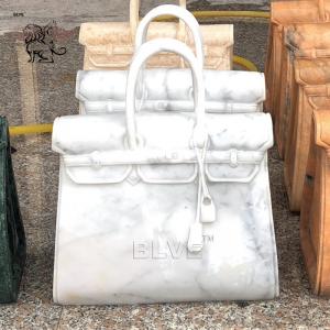 China White Carrara Marble bag Sculpture Natural Stone Famous Brand Bag Morden Art Home Decor on sale