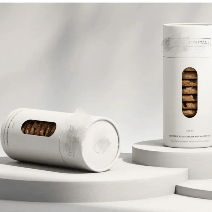 Food Grade Bio-Degradable Round Paper Tube With Window For Cookie Candy Stamping And Vanishing Printing Paper Can Packaging