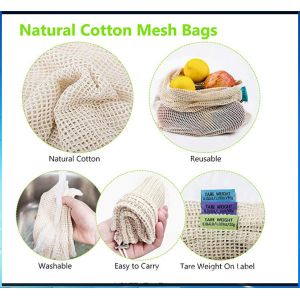 AZO Free Reusable Mesh Bag Veggie Drawstring Produce Bags Reusable