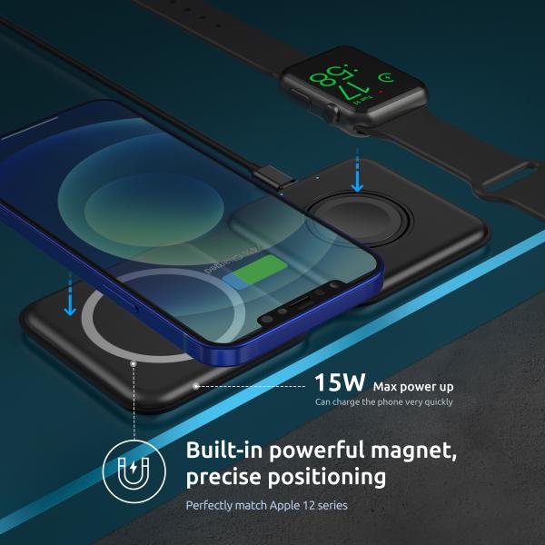 Private Mold Magnetic 2 in 1 Wireless Charging Station Fast Charging 15W