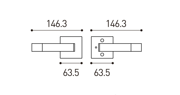 Slim Square Contemporary Internal Door Handles For Home / Bedroom