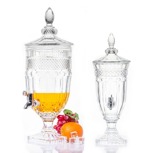 Professional fashioned Luxury lead-free crystal glass 5L glass juice beverage dispenser