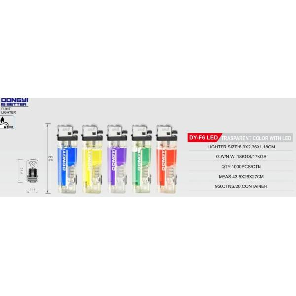 Dongyi Dy-F6 LED Lighter Flint Disposable Gas Lighter with Five Colors