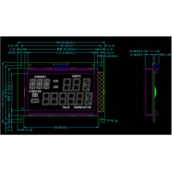 STN 7 Segment LCD Panel Screen White LED Chip PCB Board ISO14001 Approved