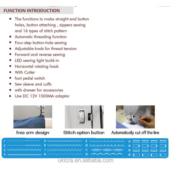 Manual Feed Mechanism Mini Household Sewing Machine UFR-611 with Flat-Bed Configuration