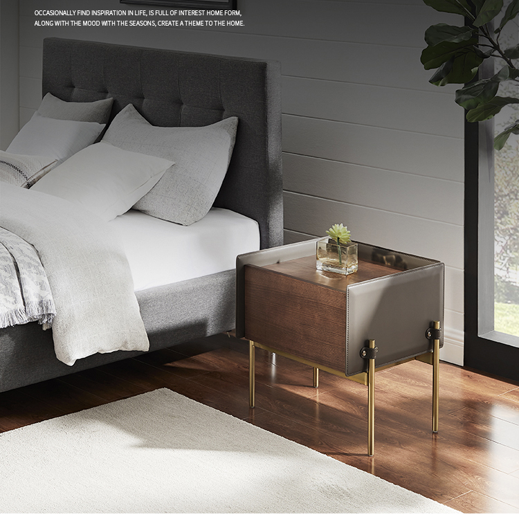 Solid Steel High Leg Nightstand Simple and Modern Storage Cabinet for Mini Bedroom