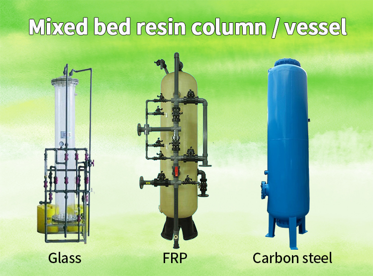 60HZ Deionized Water Systems , Mixed Bed Deionizer Bipass RO 1000LPH