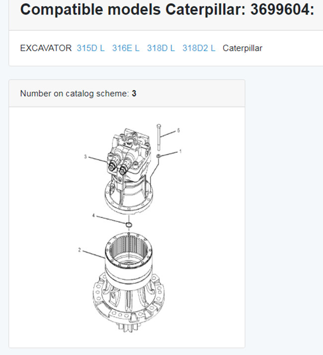 E318DL E315DL E318D2 L E316E L Excavator 333-3015 369-9604 Swing Gearbox