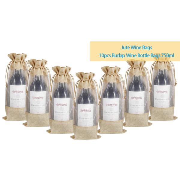 Burlap Wine Bottle Bags