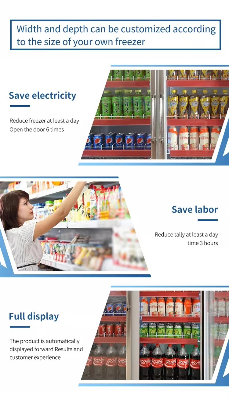 Automatic Fridge Auto Feed Spring Loaded Bottle Canned Drink Beverage Water Roller Glide Shelf Pusher System