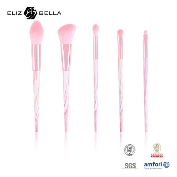 5pcs Pink Ferrule Plastic Makeup Brushes Synthetic Hair Vegan Personalized