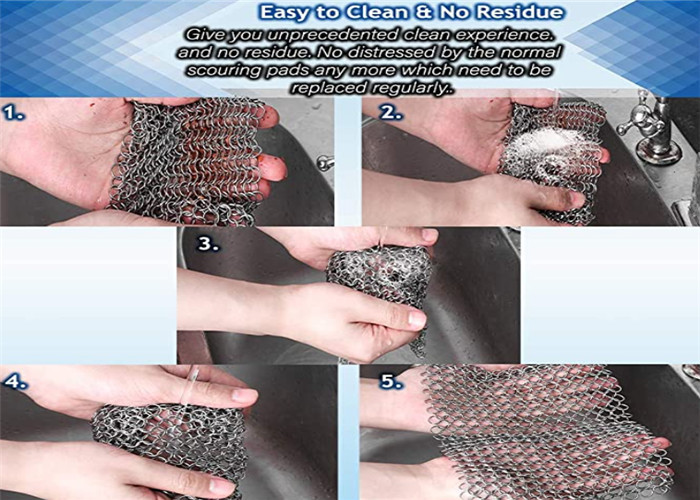 Ring Mesh Chainmail Cast Iron Scrubber For Brushing Pot