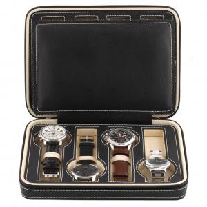 8 Grids Watch Display Box Faux Material Zippered Travel Watch Collector