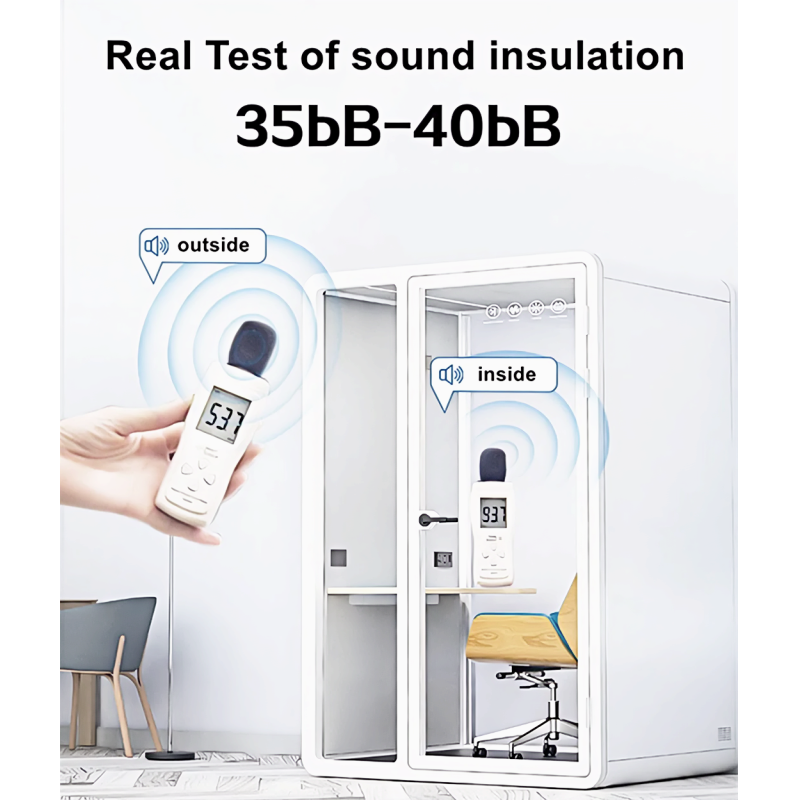 Adjustable Office Phone Booth Extendable Modular Acoustic Booths Whisper Quiet 15 dB