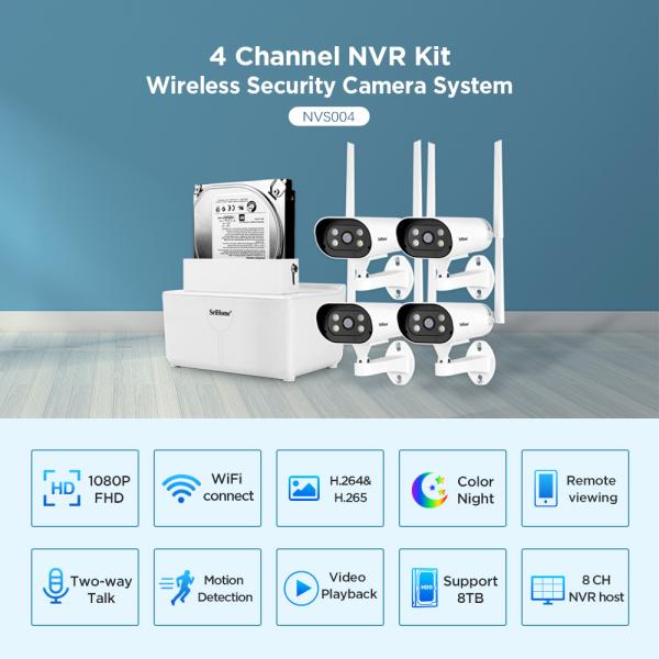 IP Camera cctv systems 4ch 8ch Smart Wifi Nvr Kit Outdoor 1080p 8 Channel wireless security camera system