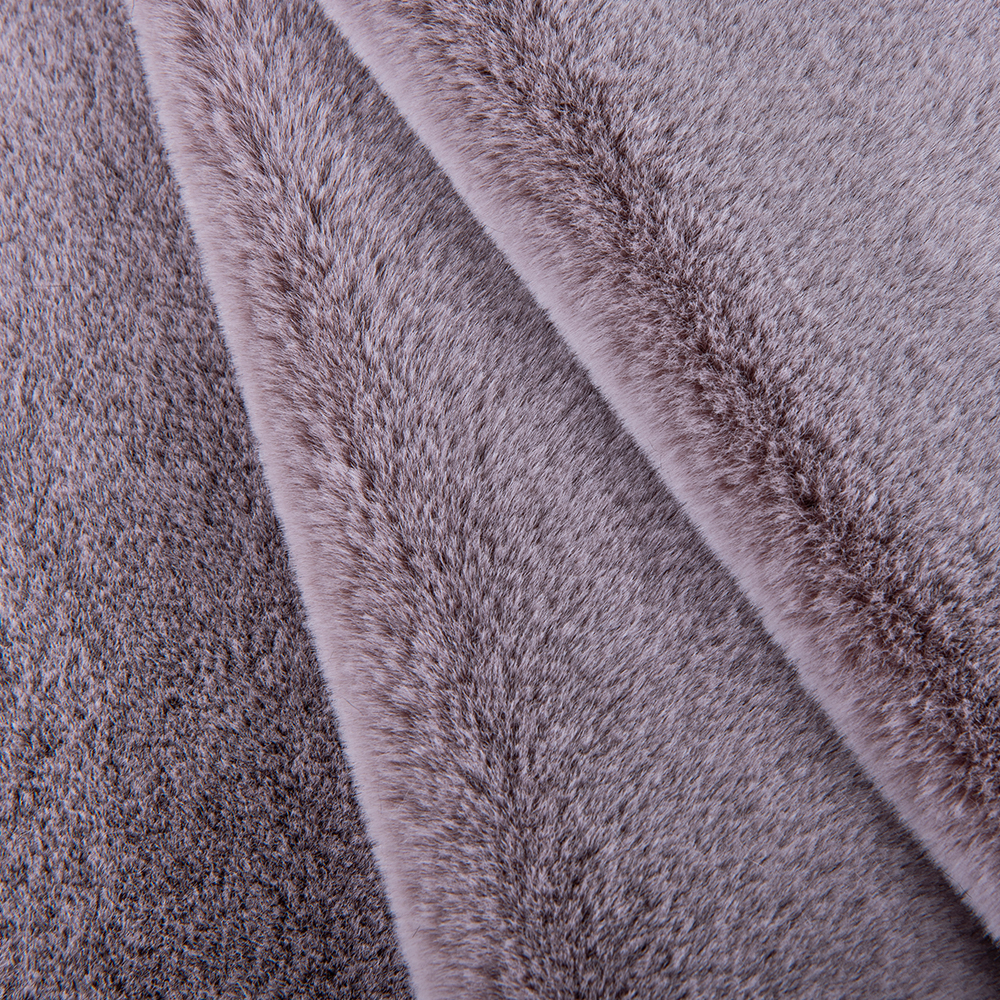 Plain Knitted Faux Rabbit Fur Fabric with White Tip Color Printing Luxurious and Durable