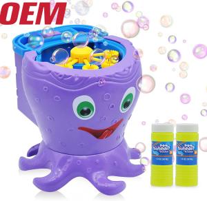 Quality Nuby Bath Octopus Bubble Machine Made Automatic Bubble Maker With 2 Solutions OEM Bubble Blower  For Kids wholesale