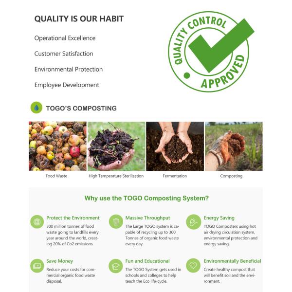 500kg/D SUS304 Organic Waste Composting Machine Commercial Food Waste Composting Machine