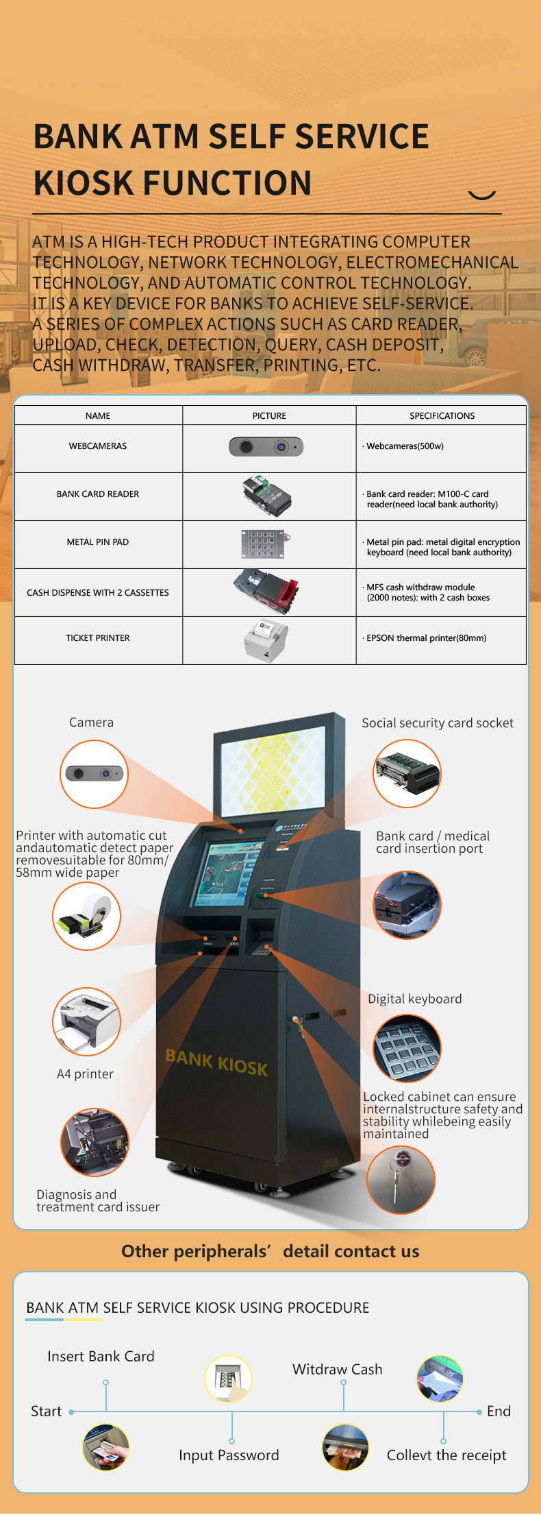 China Equipment Manufacturer Multifunction Self Service Kiosk bank card terminal without fresh