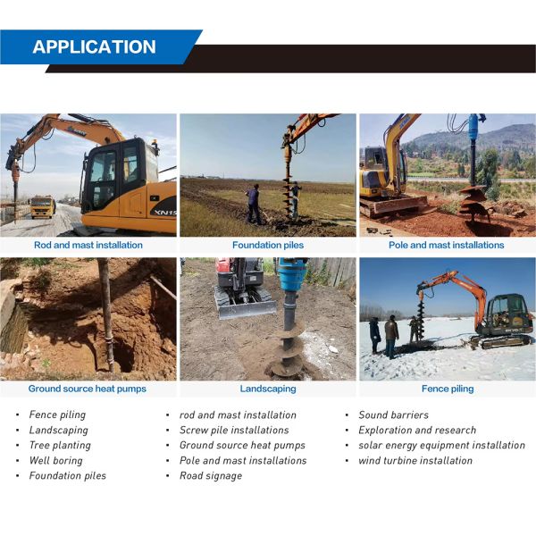 Customized Auger Drilling Machine with Maximum Drilling Depth of 12 Meters Auger Drilling Bits Suitable for Excavator Tools 0.8 Ton/1 Ton/1.2 Ton