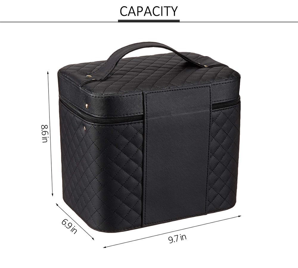 Women PU Leather Makeup Train Case With Mirror
