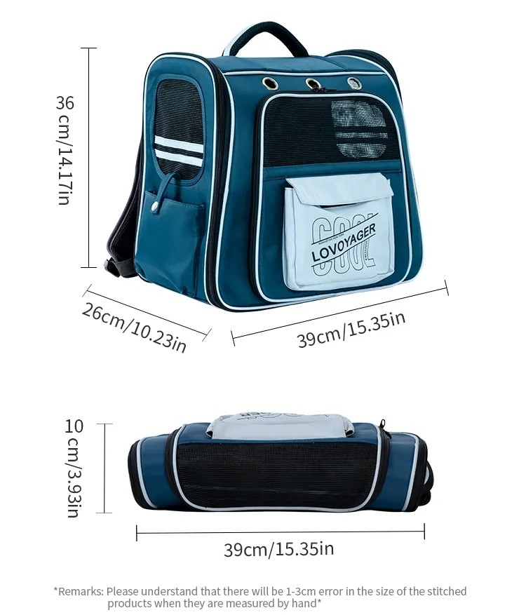 36cm 14.17in Foldable Pet Carrier Bag For Dogs Cats