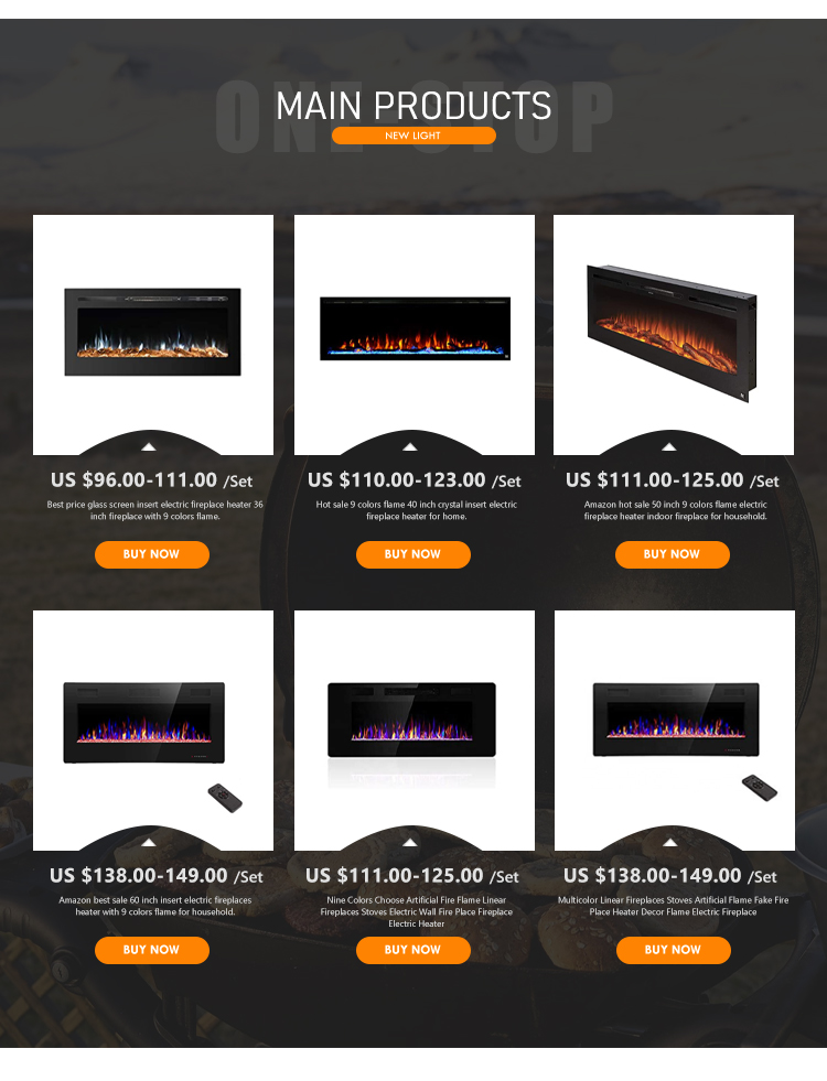 60 Inch Decorative Electric Fireplace with Wall Mounting Low Noise and 15 Flame Colors