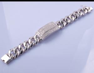 China 96.25 Grams 925 Silver CZ Bracelet 19cm Matching Magnetic Bracelets For Couples on sale