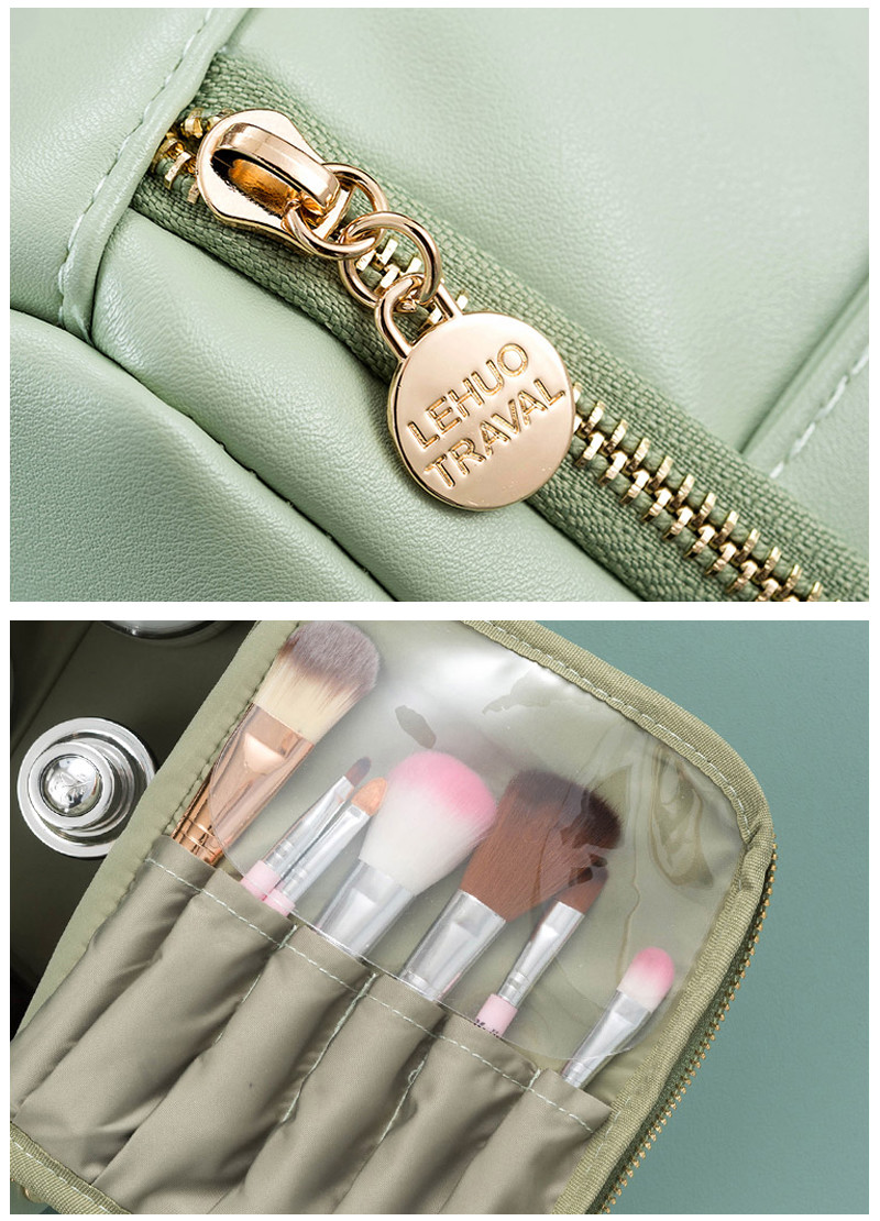 Large Capacity Travel Vanity PU Cosmetic Bag With Handle