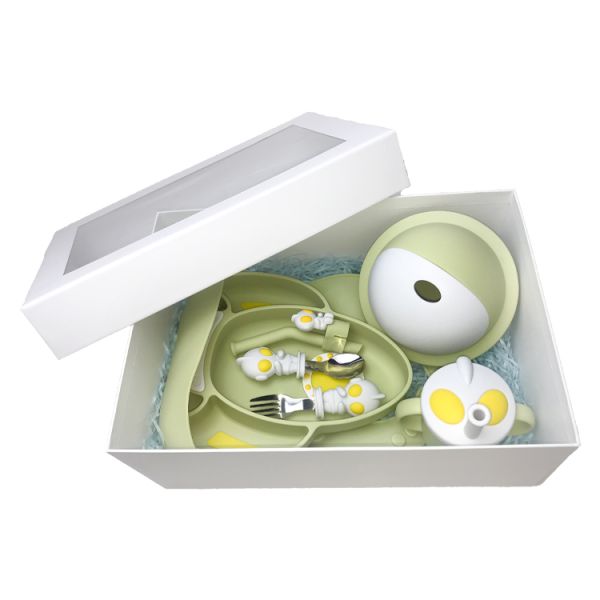 Customized Silicone Baby Feeding Set Food Grade Bib And Bowl Set With Spoon