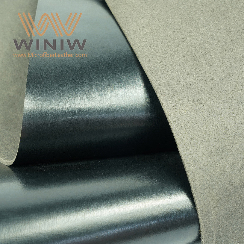 Black Glaze Polyester Leather Look Fabric for Belts sew and cut