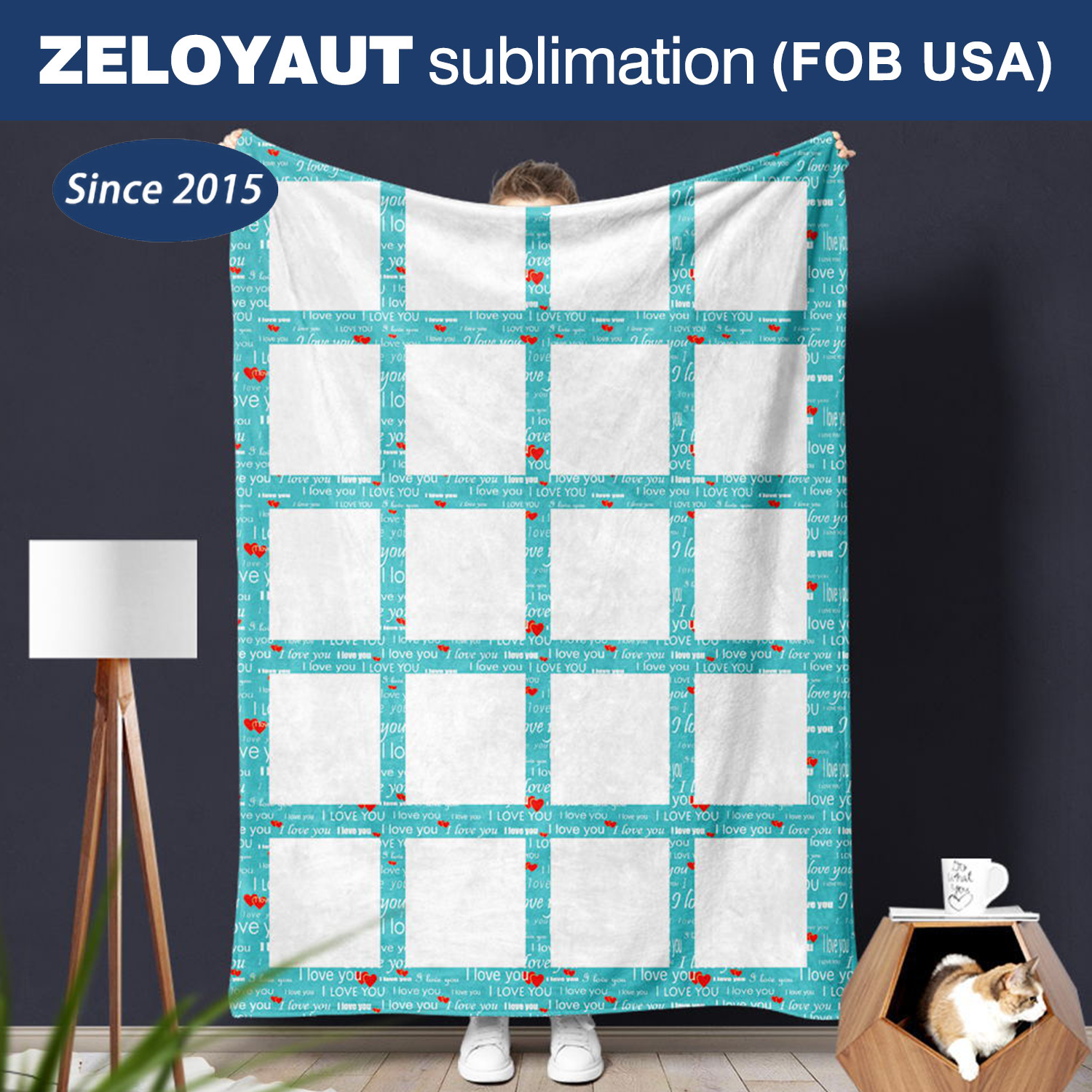 Wholesale Customized 20 Panel Blanket with Photo Velvet Sublimation Blanket for Family Bed Sofa Soft Heat Press Throw Blanket
