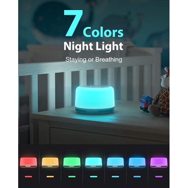 White Noise Sleep Machine With 24 HIFI Soothing Sounds Color Night Light Rechargeable Portable Sleep Machine For Baby Ad