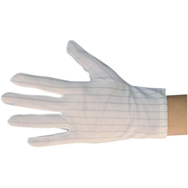 Safety White Antistatic Stripe Polyester ESD Work Glove for Cleanroom Electronics Industry ESD Top Fit Glove