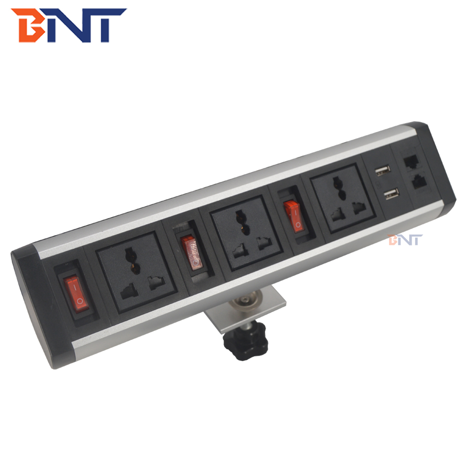 Office clamp on table dual usb charger desk table clip clamp socket for office furniture