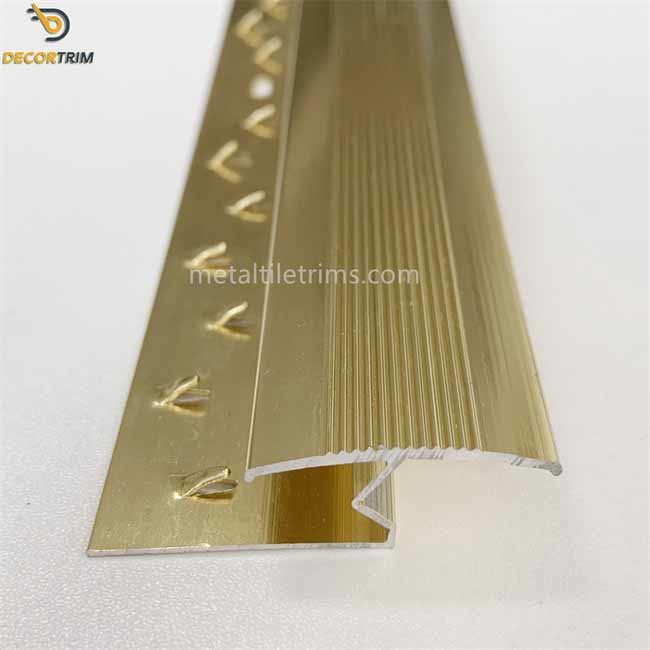 Z Shape Carpet Transition Strip Shiny Gold Color For Flooring Cover