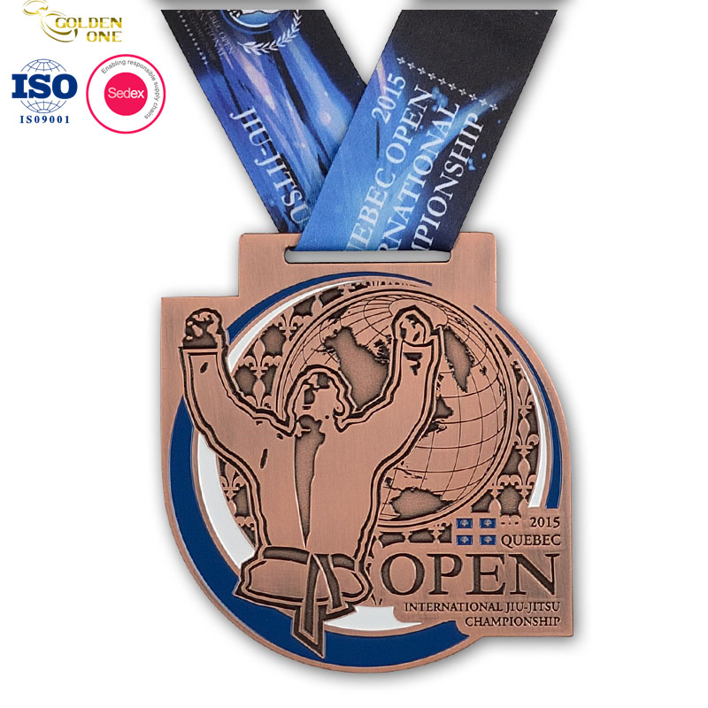Silver Plated Custom Gymnastics Medals , Exclusive Zinc Alloy Karate Bronze Medal