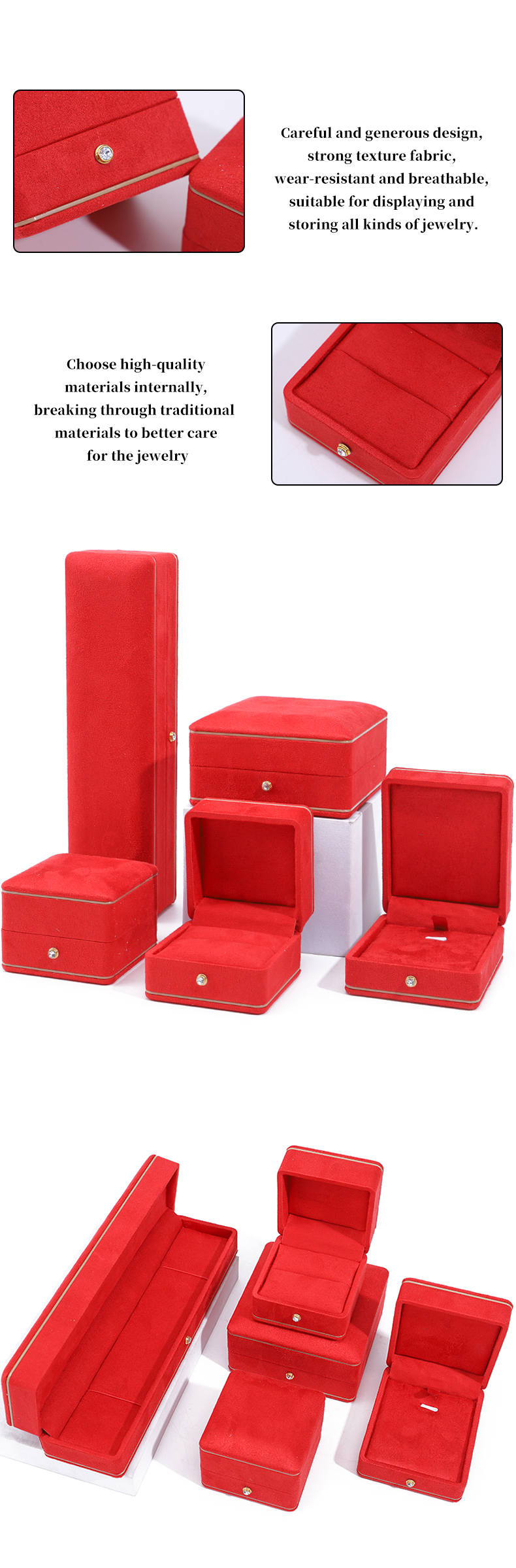 Newest Style Customized Size Velvet Jewelry Packaging Box for Bracelet Necklace Ring