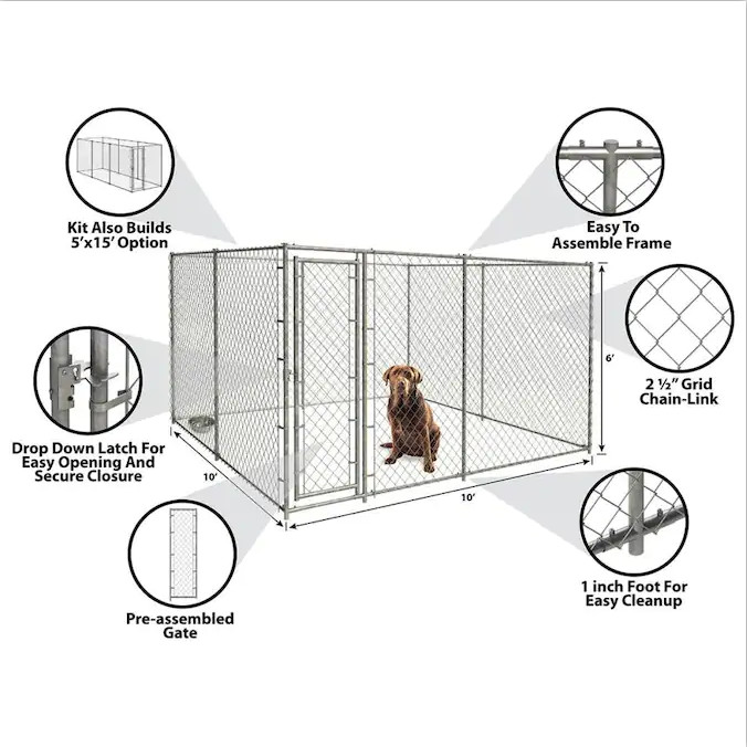 Rust Resistant Galvanized Steel 4x4m Dog Run Kennel