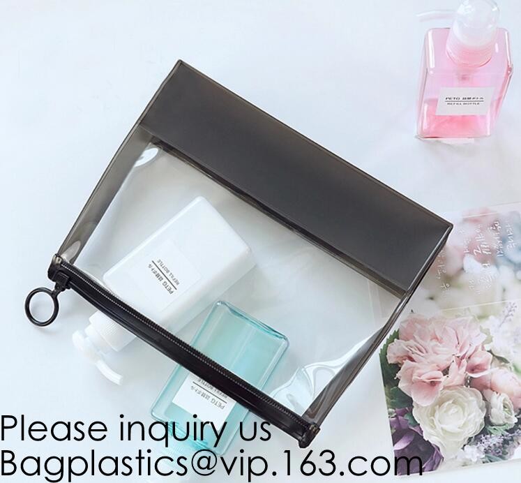 Wholesale Promotional set of 2 travel Kit Pink EVA cosmetic Bag,EVA clear custom waterproof cosmetic bag fashion travel