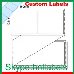 Custom Thermal Label 102mmX150mm/1 Plain D/Therm F/Fold Perm, 3,000 per box