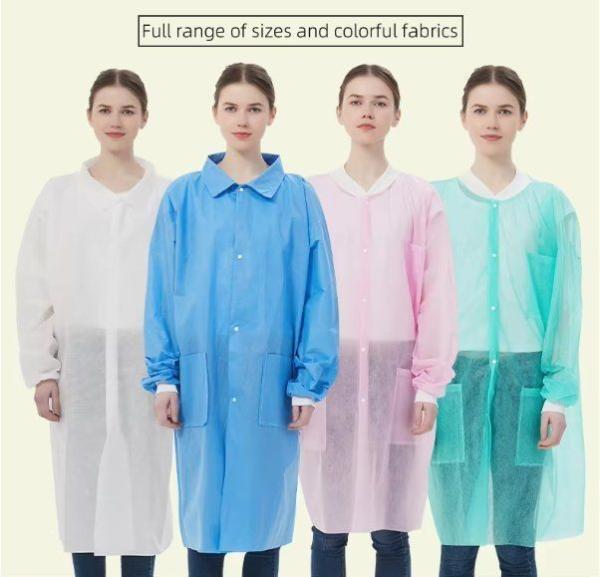 Cheap CE Certified White Disposable Dustprof Breathable Liquid Particle Protection Lab Coat for sale