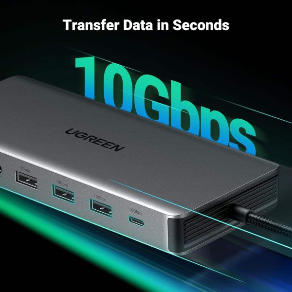 Revodok Pro 313 Laptop Docking Station 13 in 1 4K Triple Display USB C Dock Dual HD-MI, DP, 10Gbps Data Port