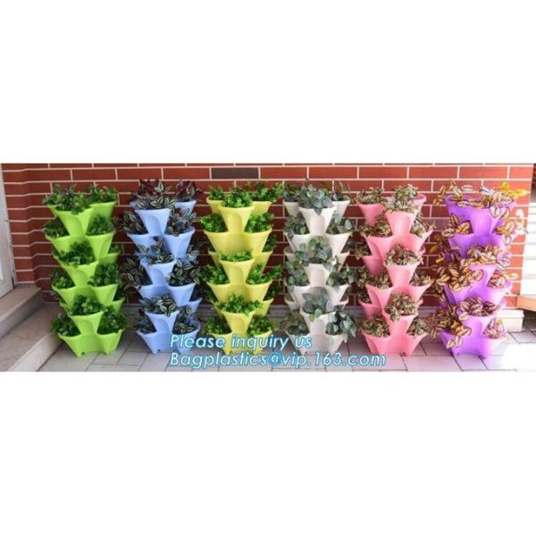 Stacking Flower Pot Tower Stackable Vertical Plastic Garden Planter Vegetable Flower Strawberry Planter Pot Grow Fresh