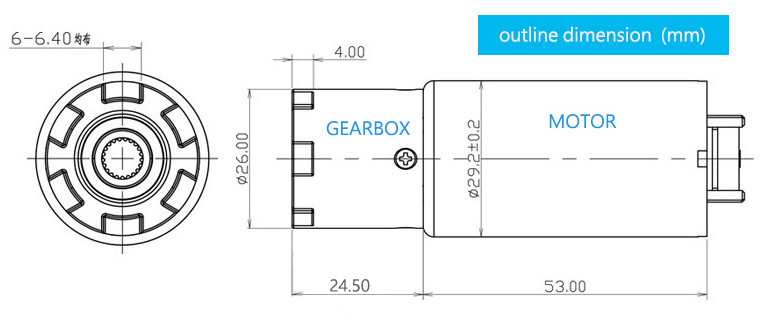 530rpm 4A Plastic Precision Gear Motor With 26mm Planetary Gearhead