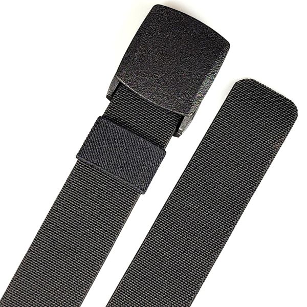 DANSKY Custom Logo Fabric Belt with Heat Cut Tail Plate Flip Buckle Elastic Stretchy Nylon Webbing Belt