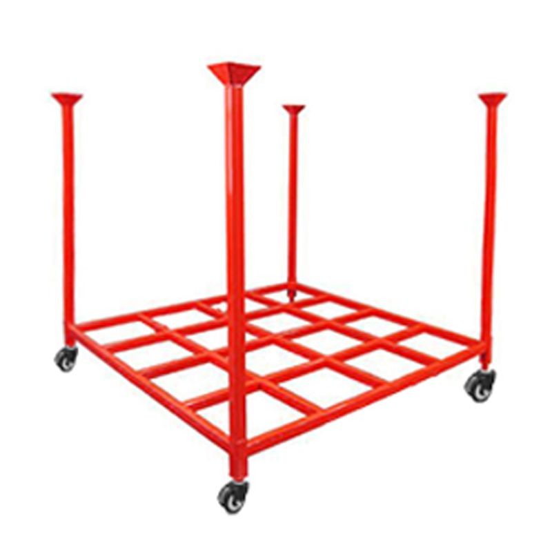 2.25T Tire Stack Rack Galvanized Metal Stacking Pallets Red