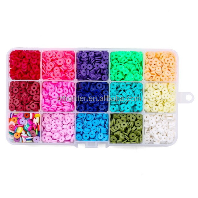 Polymer Clay Beads Flat Round in Round Shape for DIY Jewelry Making Kit Handmade Loops Bracelets Necklace Earring